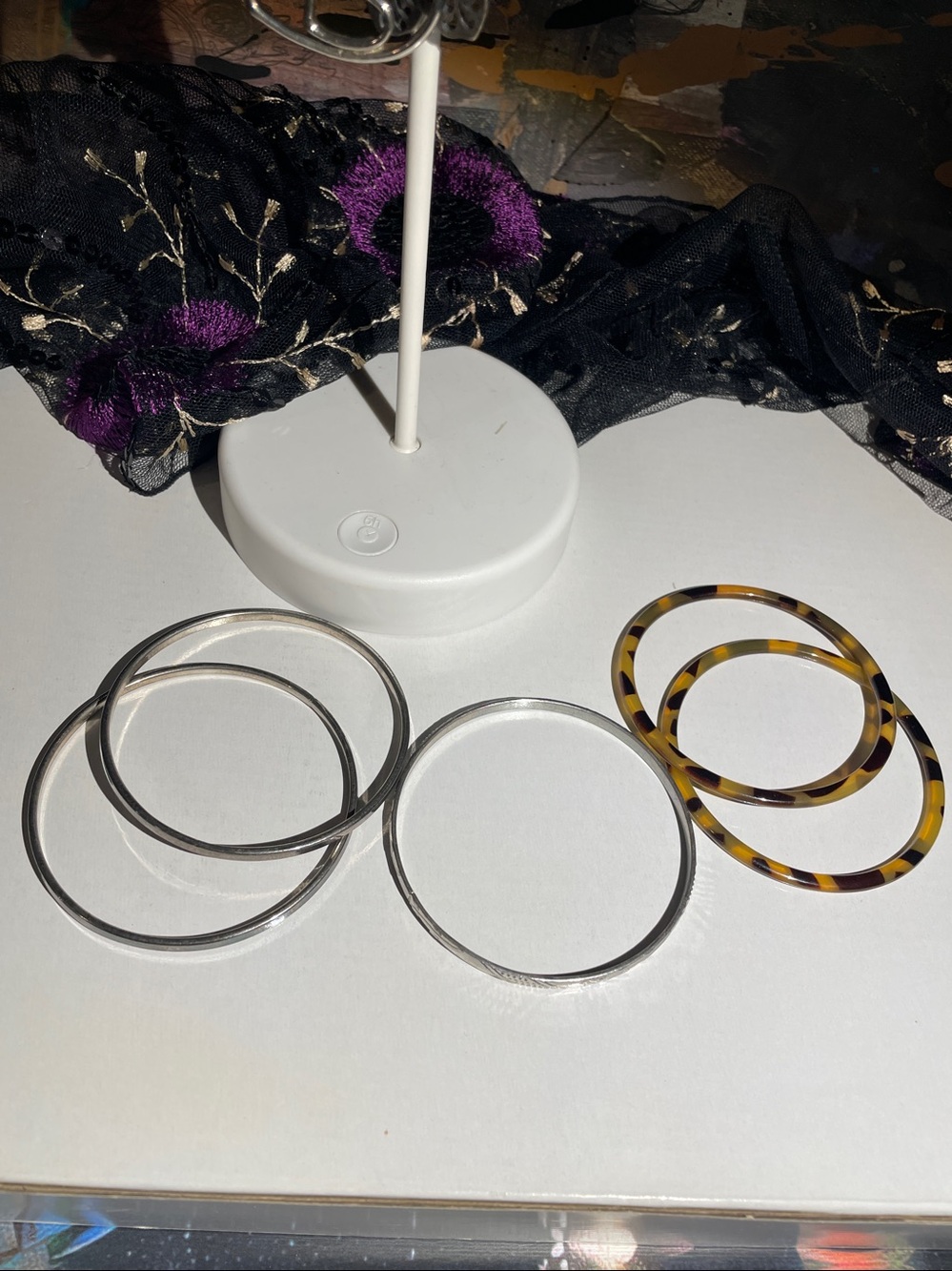 Tortoiseshell Acrylic Earrings - bracelets gunmetal bracelets Flower Heart Chain - Picture 4 of 10
